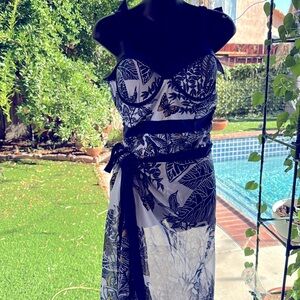 Navy Blue Floral An D Butterfly’s With Coverup